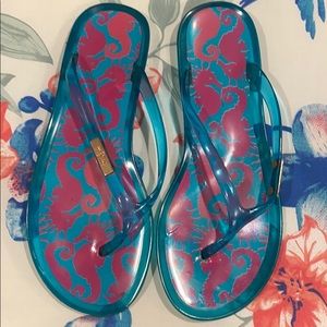 Lilly Pulitzer teal flip flops size 7 / 37